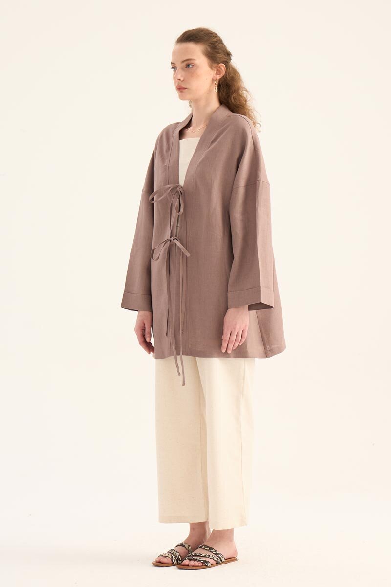 %100 Keten Kimono