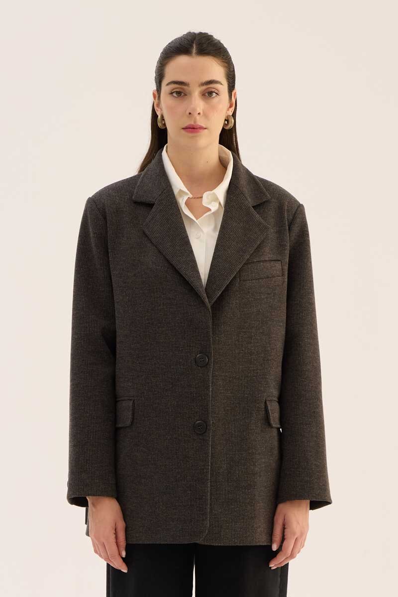 Oversize Kesim Kaşe Blazer