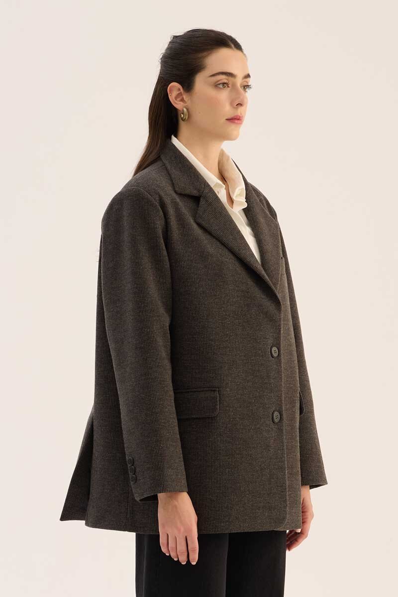 Oversize Kesim Kaşe Blazer